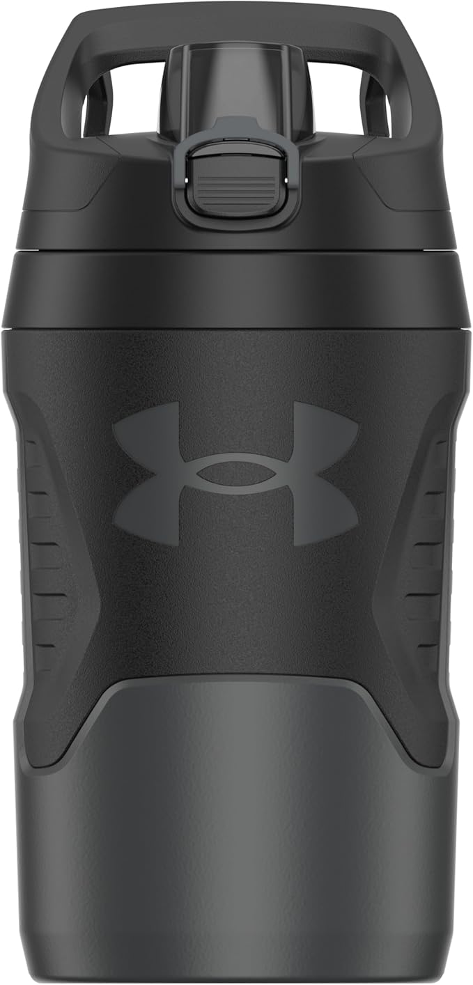 Under Armour 32 oz Insulated Water Bottles - Sports Water Jug with Fence Hook, Leak Resistant for Baseball, Football & More, 32 oz Insulated, Jet Grey/Black