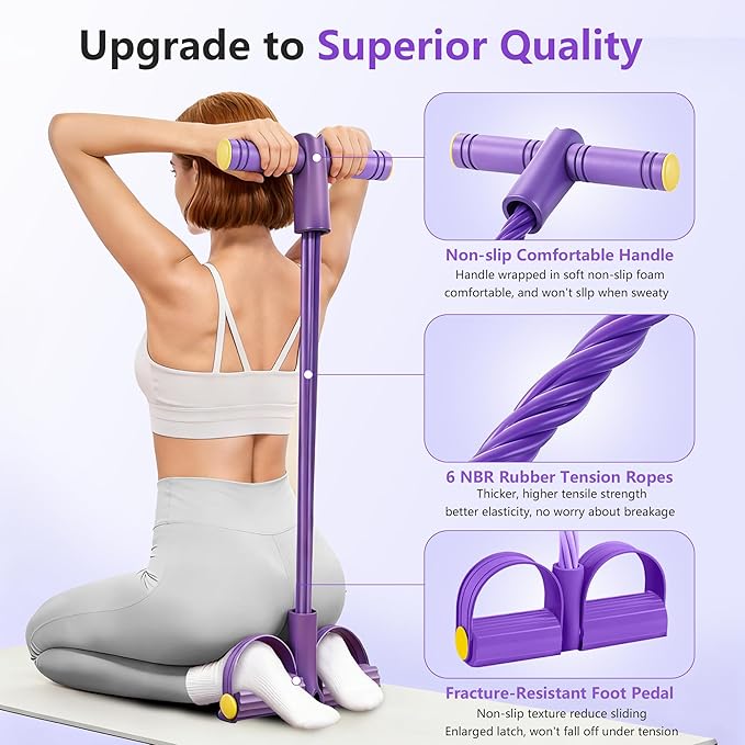 Upgraded Pedal Resistance Band with Handle, Soft Durable Fashion Puller Exercise with Thickened 6 Tension Ropes, Tube Pedal Resistance Device for Abdomen, Waist, Arm, Leg, Core/ABS