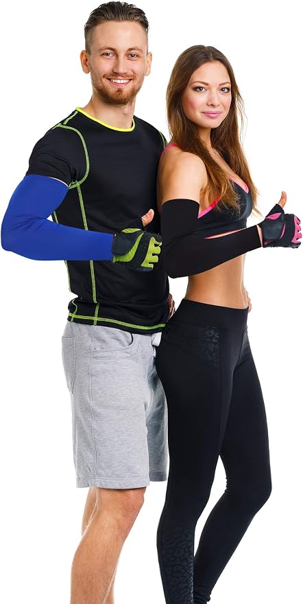Mudder 8 Pairs UV Sun Protection Cooling Arm Sleeves for Men Women Youth Silk Compression Arm Cover Breathable Outdoors Sport