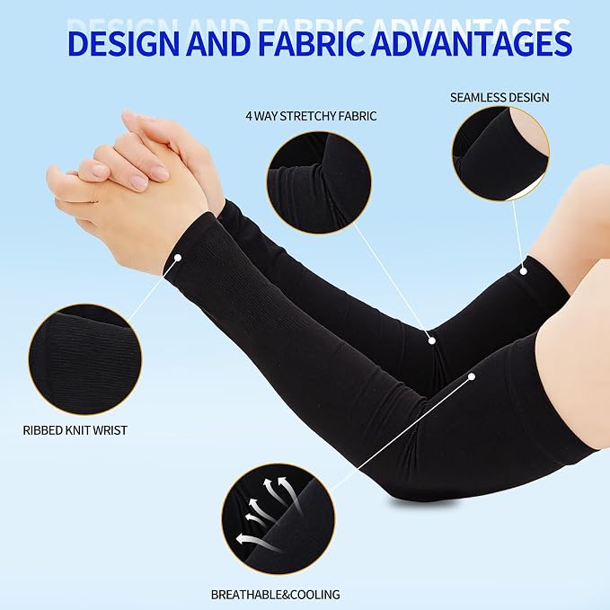 SHEVERCH Cooling Arm Sleeves Sun UV Protection Compression for Men Women | 2Pairs, UPF 50, Sports Compression,Tattoo Cover Up ,Fittness,Baseball,Basketball,Cycling,Hiking,Football,Outdoor