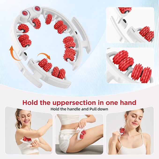Cellulite Massage Tool, Anti-Cellulite Roller- Lymphatic Drainage Massager - Muscle Roller, Deep Fascia Massage, Dimpled Skin Removal, Legs/Thighs/Buttocks (15 Wheel - Red)