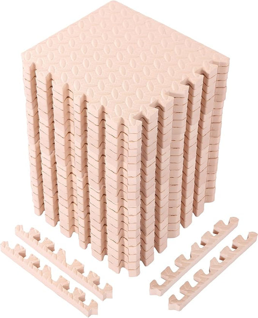Arrowbash 12x12x1 Inch EVA Thick Interlocking Foam Floor Tiles Puzzle Exercise Mat Foam Mats for Home Gym Pets(Beige,20)