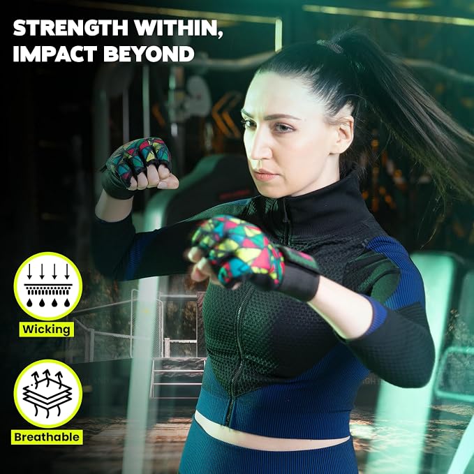 WYOX Neoprene Gel Boxing Hand Wraps Inner Gloves for Men & Women – 80cm/31in Quick Wrist Strap, Padded Knuckle Protection, Fingerless MMA Muay Thai Kickboxing Wraps for Training & Martial Arts