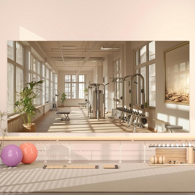 Hasipu 2 Pcs Home Gym Mirror, 72" x 36" Each, Large Full Length Frameless | Tempered Glass, Wall Mounted Full Body Frameless Mirrors for Workout Yoga Garage Bedroom Pilates Dance Fitness or commercial