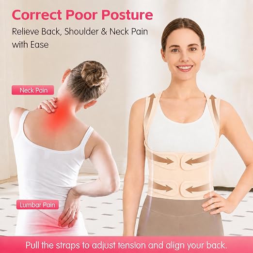 Posture Corrector for Women & Men, Adjustable Full Back Brace Support | Breathable Shoulder Straightener, Spine Support for Upper & Lower Back, Scoliosis & Hunchback Correction, Back Pain Relief
