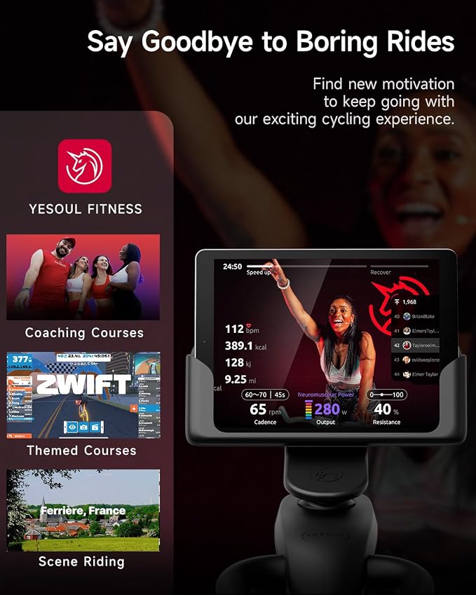 Yesoul Exercise Bike, Stationary Bike for Home with Magnetic Resistance | Smart Bluetooth Tracking, Quiet Magnetic Resistance, Tablet Mount and 350 lb Capacity for Home Gym Cycling Workouts