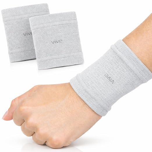 Vive Wrist Compression Sleeves for Women & Men (Pair) - Elastic Support | Wristband for Pain Relief & Circulation - Wrist Support for Carpal Tunnel, Arthritis, Tendonitis - Great for Sports Injury