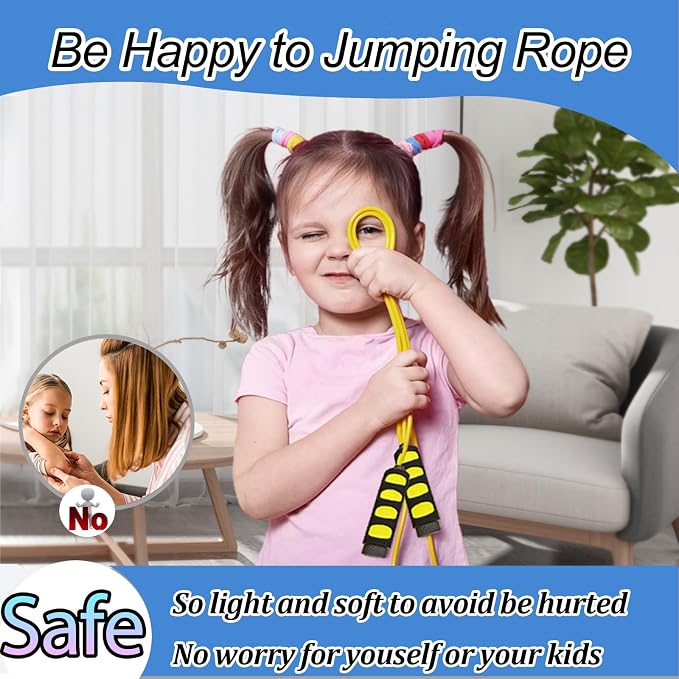 Jump Rope, Jump Ropes for Kids, 2 Pack Kids Jump Rope Lightweight &Adjustable &Durable jumping rope for Fitness-Speed Jump Rope for Women Men Youth, Foam Grips Handles for, Workout