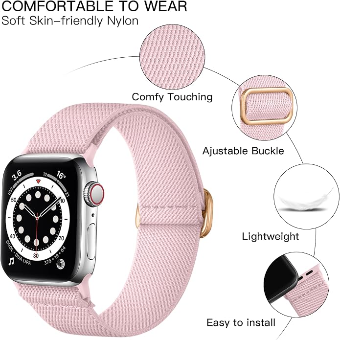 Lerobo Braided Band Compatible with Apple Watch Series 11 10 9 8 7 46mm 45mm 41mm Ultra SE 3 2 1 49mm Series 6 5 4 3 44mm 40mm 38mm 42mm Men iWatch Bands Women Stretchy Nylon Solo Loop Sport Strap