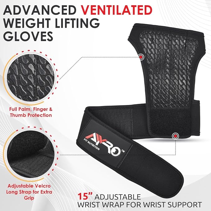 AYRO Workout Gloves for Men & Women, Gym Gloves for Men, Weight Lifting Gloves with 15" Wrist Wraps & Support, Breathable Palm Padding, Non-Slip Grip for Fitness, Cross Training & Bodybuilding