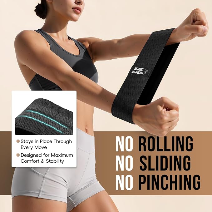 Fabric Resistance Band Set with Exercise Guide, 3 Levels for Hip and Glute | For women and men; 3 resistance levels with an exercise guide for legs, squats, yoga, fitness, and physical therapy