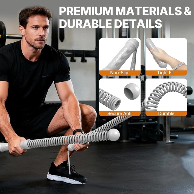POWER GUIDANCE 2PCS Weighted Ropeless Battle Ropes, Portable Cordless Battle Rope with Non-Slip Handles, Workout Exercise Rope for HIIT, Cardio & Strength, Gray