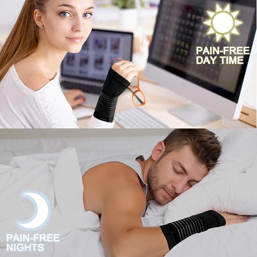 WOXVM 2 Pack Wrist Brace, Compression Wrist Support Splint for Women Men, Adjustable Wrist Strap Compression Wraps Fit Right Left Hand for Fitness, Carpal Tunnel Arthritis, Tendonitis, Wrist Pain