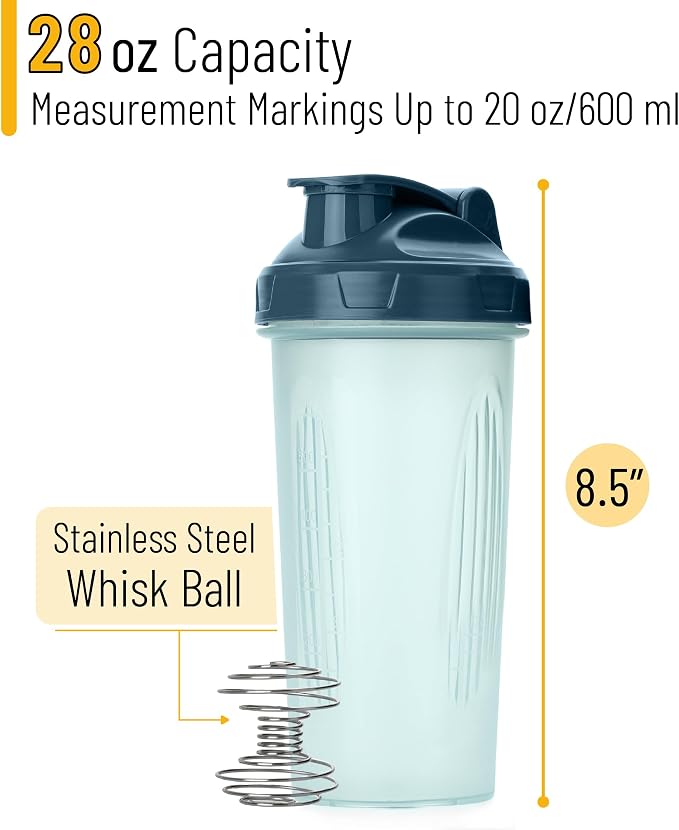 Mr. Pen- Shaker Bottles for Protein Mixes, 28 oz | Leak Proof Shaker Cups with Stainless Steel Wire Whisk Ball for Protein Shakes and Pre Workout, Fathers Day Gift
