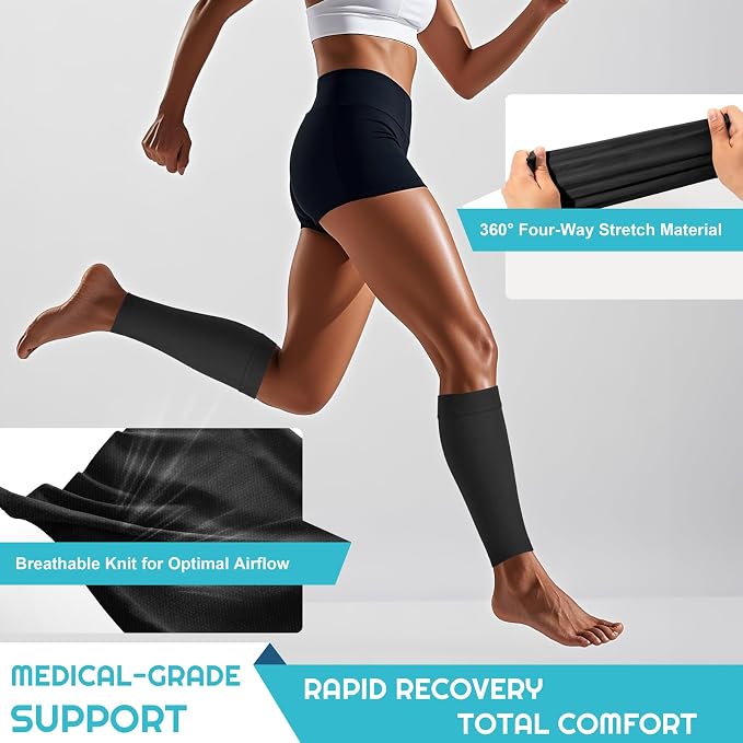 2 Pairs Calf Compression Sleeves Women&Men 20-30mmHg Medical Shin Splint for Leg Surpport Relief Pain Varicose Veins