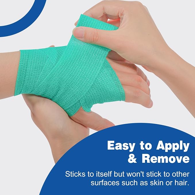 AZEN 80 Pack Self Adhesive Bandage Wrap, 2" X 5 Yards Elastic Cohesive Bandage Wrap, Color Athletic Tape, Vet Wrap, Ankle Tape, Tattoo Grip Tape Wrap