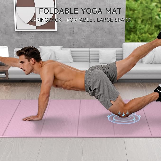 7-Fold Yoga Mat 74"x31" | 0.31 Inch Thick, Extra Wide Non-Slip POE Mat, For Travel, Storage, Yoga, Pilates, Meditation & Home Gym