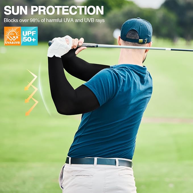 LUOLIIL VOE Sun Protection Cooling Arm Sleeves for Men &Women,Compression Sleeves for Football, Golf & Volleyball