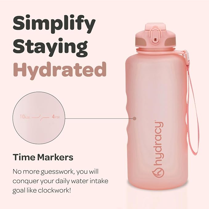 Hydracy 2L Large Water Bottle, Shatterproof, BPA Free Tritan Plastic, Leakproof, Zero Condensation, With Detachable Carry Strap, Spillproof Lid, Convenient Silicon Spout, Ideal for Gym, Yoga | Leakproof,BPA Free,No Sweat Neoprene Sleeve,Carry Strap,Dai...