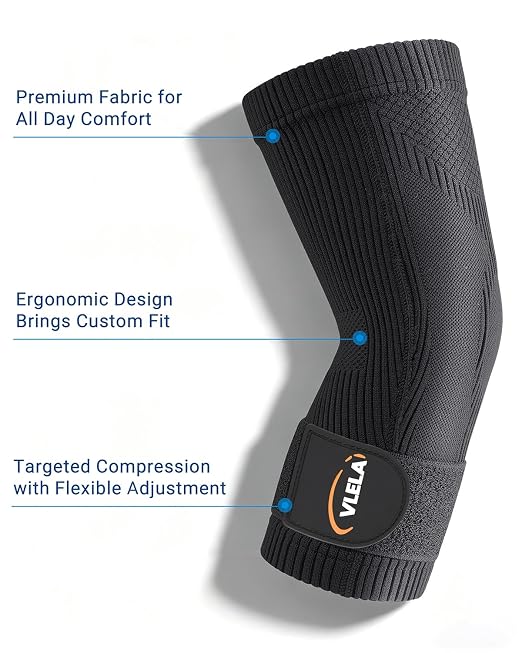 Elbow Compression Sleeve, Adjustable Strap, Targeted Support, Small | Tennis Elbow Brace for Men & Women, Support for Tendonitis, Golfer's Elbow, Weightlifting, Gym Fitness & Sports Pain Relief