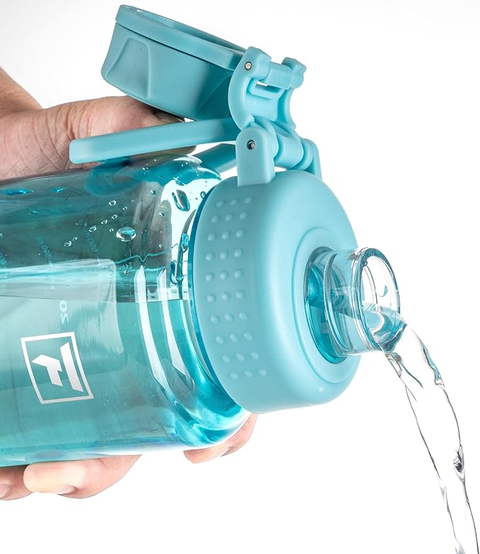 Fanhaw 32 oz Clear BPA-Free Tritan Water Bottle with Fast-Flow Spout Lid, BPA-Free & Leak-Proof Wide-Mouth Reusable Bottle for Gym, School & Office, Back to School Essentials (Baby Blue)