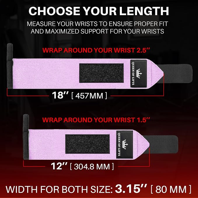 TECEUM Elastic Cotton Weightlifting Wrist Wraps with Thumb Loops, 1 Pair