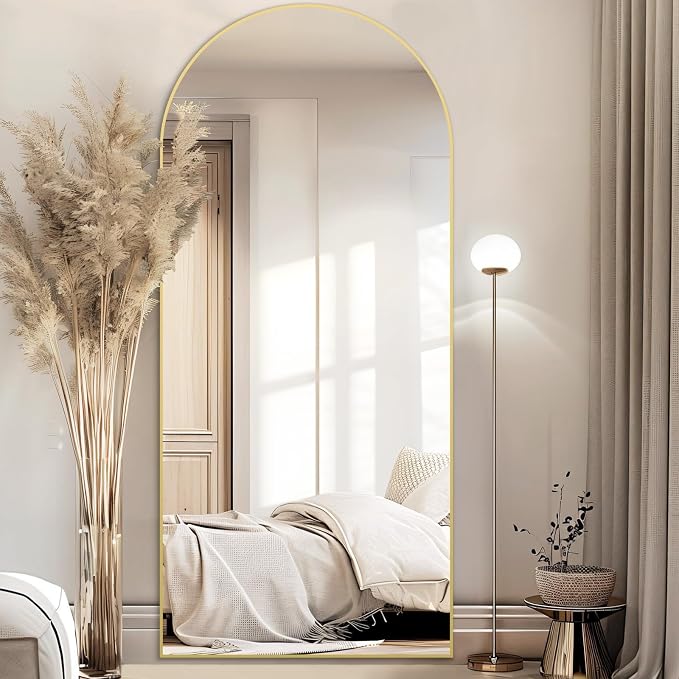 Arched Full Length Mirror, 76"x34" Oversized Floor Mirror, Gold | Free Standing, Tempered Glass, for Bedroom Living Room Gym, Leaning Wall, Hanging