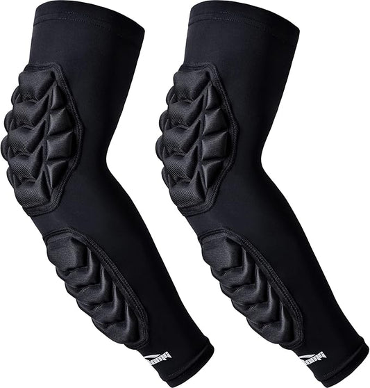 COOLOMG Football Arm Pads Padded Forearm Elbow Sleeves | Padded Compression Arm Sleeves for Football Basketball Volleyball 1 Pair
