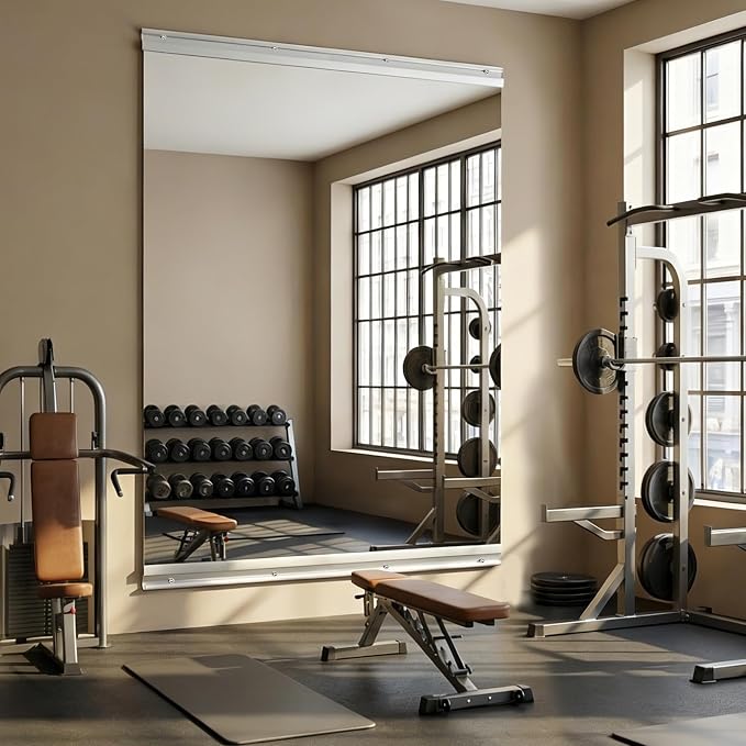 VooBang Home Gym Mirror 1 PCS 40"×80", Frameless Wall Mirror Full Length | Shatterproof Tempered Glass Large Body Mirror Hanging for Dancing Studio, Exercise, Fineness, Yoga