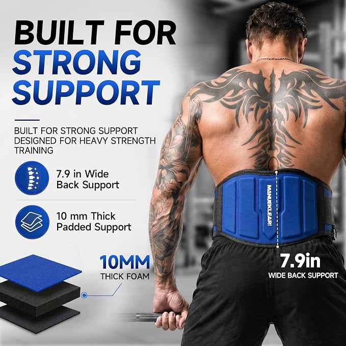 MANUEKLEAR 4-in-1 Weight Lifting Belts for Back Support, Dip Belt with 38.5 IN Rope for Weightlifting Pull Up, Weight Belt for Men Women