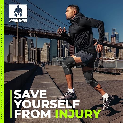 Sparthos Knee Brace for Men, Knee Compression Sleeve for Women - Black-M