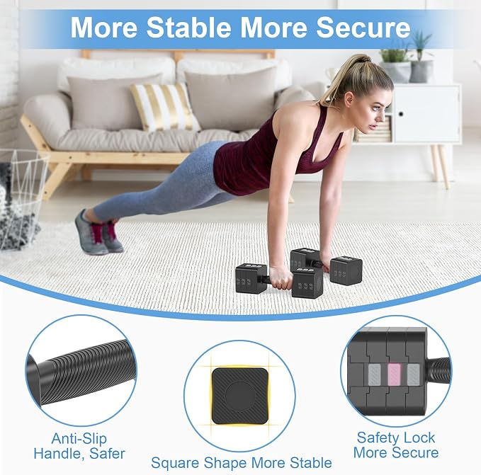 Hezeyferg Adjustable Dumbbells Set for Women/Men Home Gym | 18LBS 22LBS Adjustable Weight Dumbbells, Hand Weights Sets with Mutilple Levels, Full Body Workout