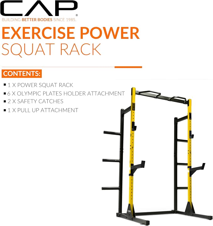 CAP Barbell Power Rack with Pull Up Bar & Attachments - Multiple Colors
