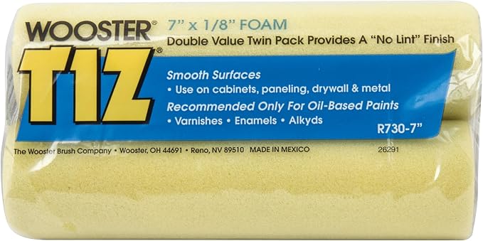 Wooster Brush R730-7 Tiz Foam Roller Cover, 1/8-Inch Nap, 2-Pack, 7-Inch