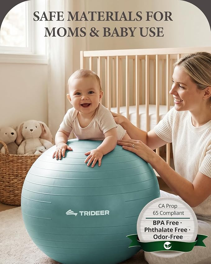 Trideer Exercise Ball, Stability Yoga Ball for Physical Therapy, Active Sitting, Pregnancy & Birth Labor Prep, Core Strength, Balance Training, Posture Improvement and Daily Stretching, 55/65/75cm