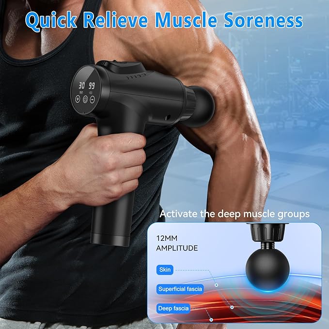 APHERMA Massage Gun, Muscle Massage Gun for Athletes Handheld Electric Deep Tissue Back Massager, Percussion Massage Device for Pain Relief with 30 Speed Levels 9 Heads Black