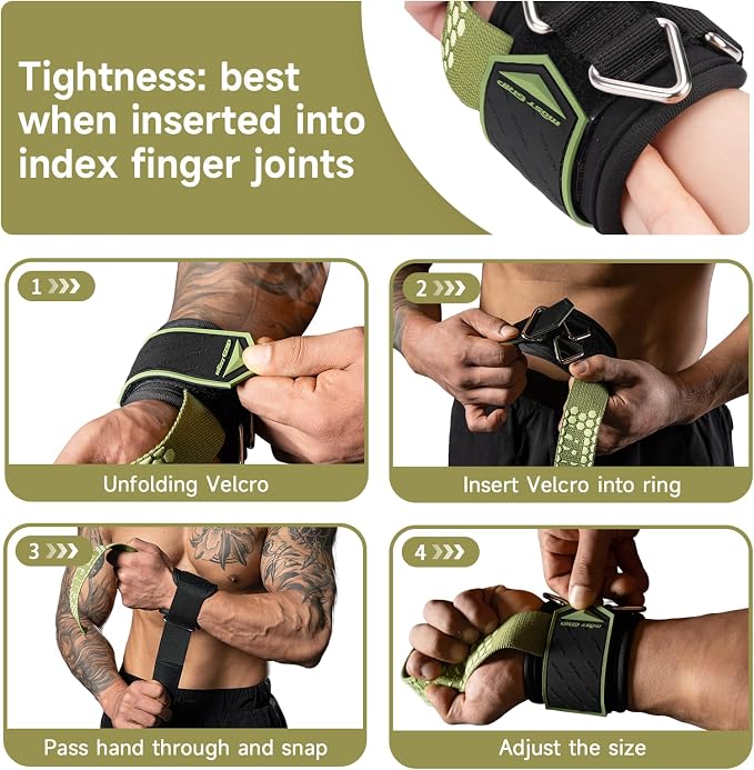 Drip Glue Non-Slip Wrist Straps for Weightlifting, 2-in-1 Lifting Straps with D Rings for Cable Machine Workout, 10mm Neoprene Padded Wrist Wraps for Weight Lifting Deadlift