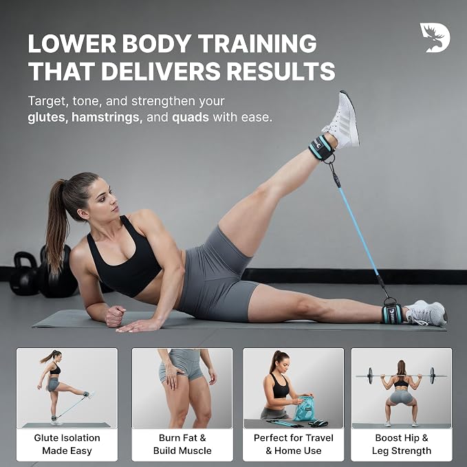 DMoose Ankle Strap for Cable Machine - One Size Fit with Premium Padding, Workout Kickback Ankle Cuffs, Ankle Bands for Working Out, Booty Workouts, Leg Extension, Hip Abductors & Lower Body Exercises