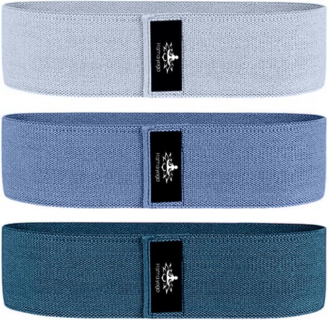 Hatha Yoga Large Resistance Band,14.5" x3.15",Fabric Exercise Loop Bands with Instruction Guide and Carry Bag, Set of 3.