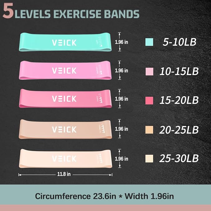 VEICK 10-150LBS Resistance Bands with Handles, Ankle Straps, Door Anchor | Accredited Lab Certified, 100% Natural Latex, Versatile for Yoga, Pilates, Strength, Home Gym