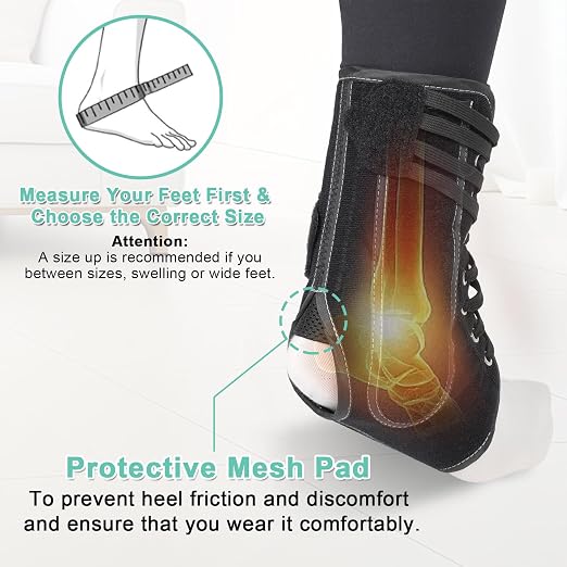 Quick Ankle Brace with Metal and Plastic Side Stabilizers XL | Quick Adjustment Ankle Brace Foot Support for Sprained Left Right 1Pcs