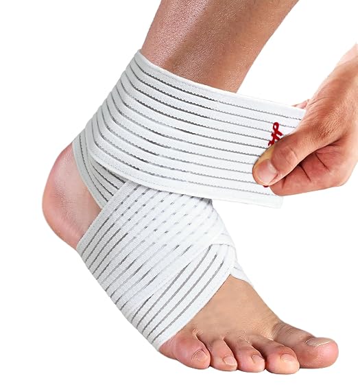 Foot & Ankle Brace 2 Pack, Adjustable Compression Wrap for Men & Women – Helps with Sprains, Plantar Fasciitis, Achilles Tendonitis, Arthritis, Running, Sports, Gym – Fits in Shoes (White)