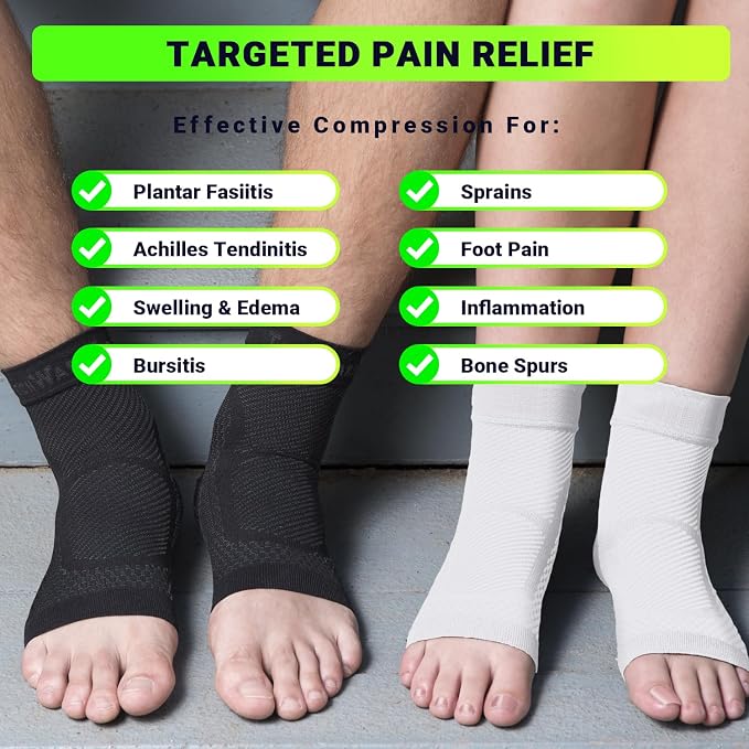 TechWare Pro Ankle Brace Compression Sleeve - Plantar Fasciitis Sock. Relieves Achilles Tendonitis. Foot Arch Support Reduces Joint Pain, Swelling & Heel Spur Pain. Injury Recovery Braces for Sports