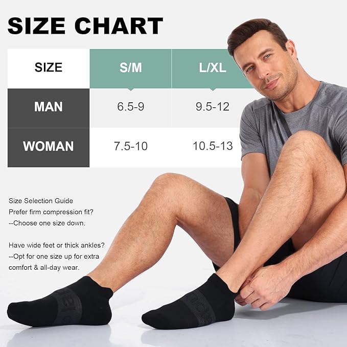 Lapulas Compression Socks for Men & Women, 6 Pair Ankle Running Support Socks for Sports, Casual, Plantar Fasciitis Relief