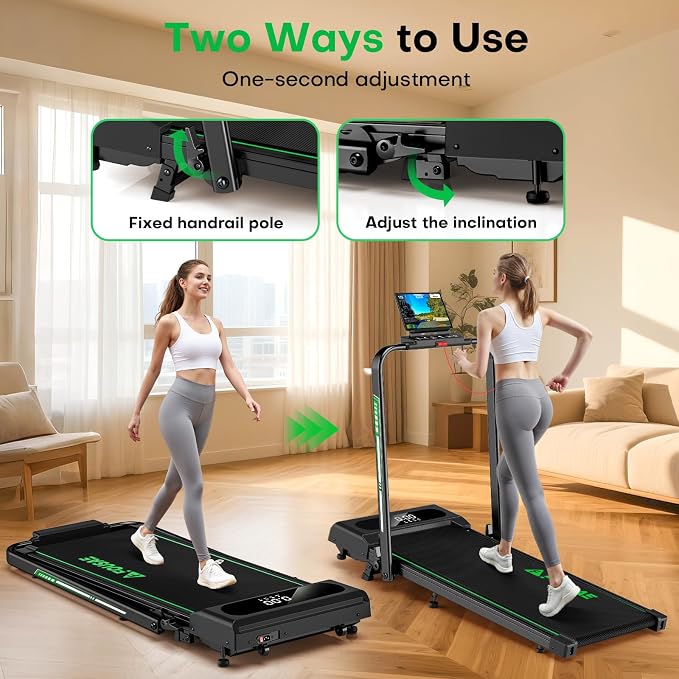 5 in 1 Foldable Treadmill, 7.5 MPH Treadmills for Home with App Compatible, Treadmill with 10% Incline, 3.0HP Brushless Drive, Remote Control and LED Display, 12 HIIT Programs, 400 LBS Capacity