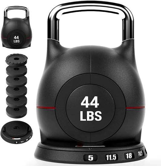 LIFERUN Adjustable Kettlebell Set with 7 Weight Levels, 22.5 lb or 44 lb | Quick-Change Weight Dial & Safety Lock, Space-Saving Design, Full-Body Workout & Cross-Training