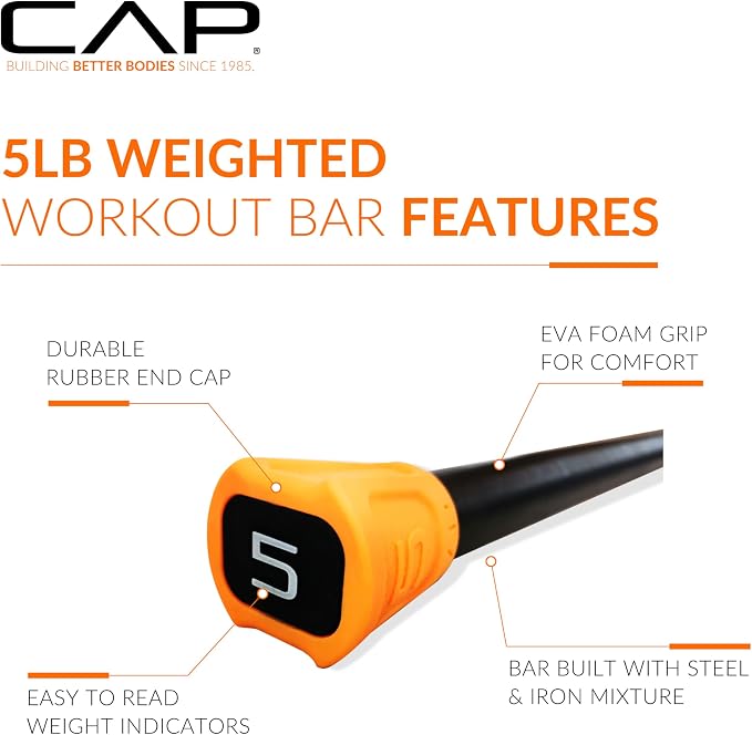CAP Barbell Weighted Workout Bar | 5-20 lb | Multiple Options