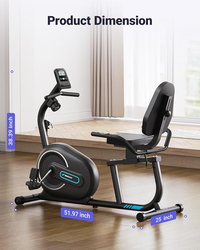 MERACH Recumbent Exercise Bikes for Home with Smart Bluetooth Equipment App | LCD, Heart Rate Handle Stationary Bikes for Home, Magnetic Recumbent Exercise Bike for Seniors Gym S08/S23