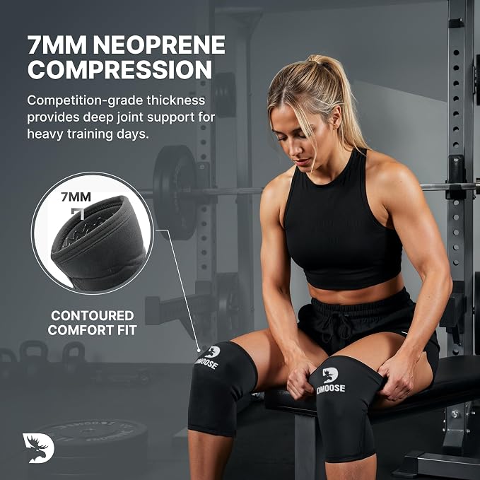 DMoose Fitness Knee Sleeves for Weightlifting (Pair) 78" Knee Wraps for Squats, Powerlifting & Joint Stability