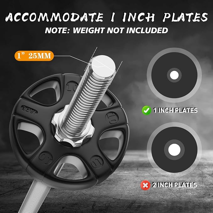 55" Weight Lifting Bar, 1"Standard Straight Barbell Bars for Weight lifting | Olympic Barbell Bar for Bench Press/Hip Thrusts/Squats/Lunges for Gym and Home, 2 Star Star-nuts (480lb Weight Capacity)